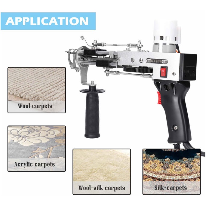 Alat Jahit Karpet Electric Carpet Tufting Weaving Flocking Gun Cut Pile - TD-01 - Silver