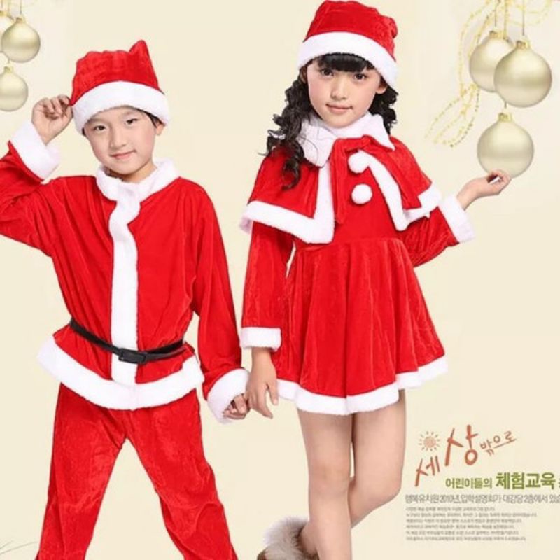 set Baju natal anak bahan bludru