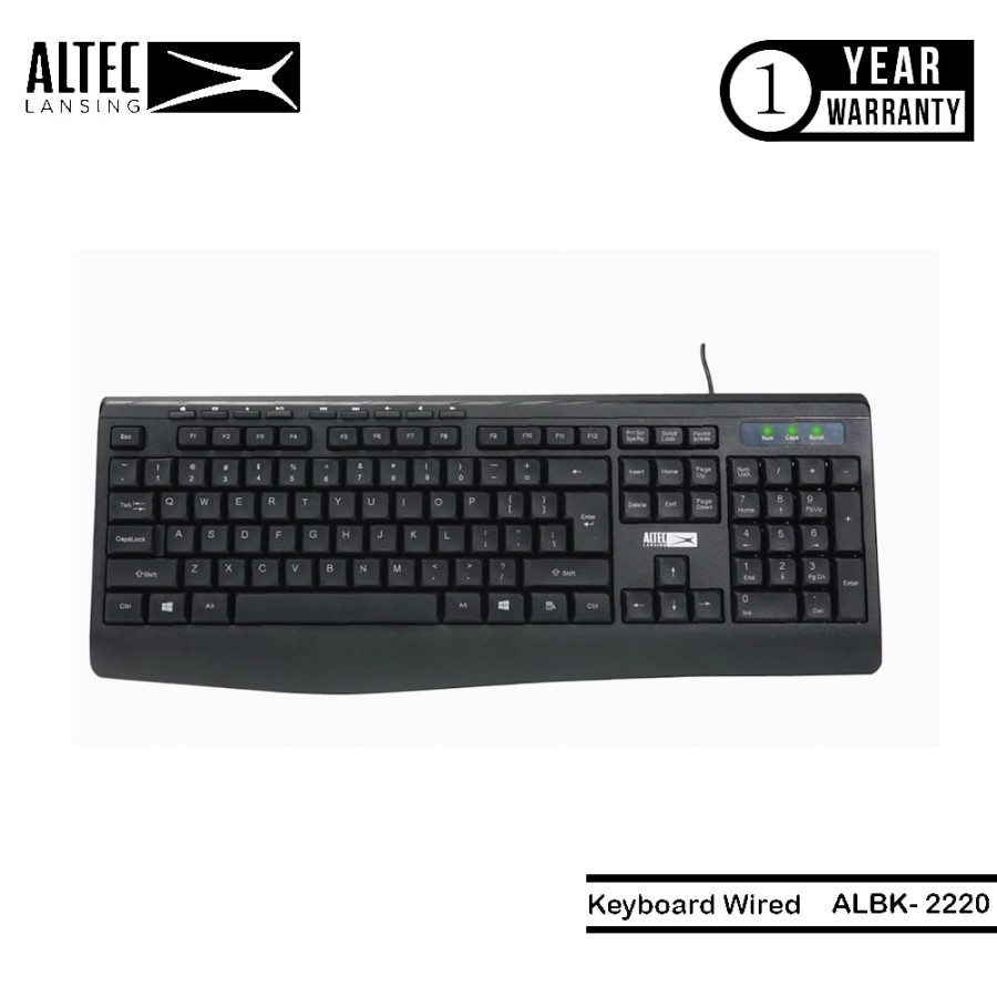 Keyboard altec lansing usb wired membrane 104 keys full size multimedia for office gaming pc laptop cpu albk6220 albk-6220