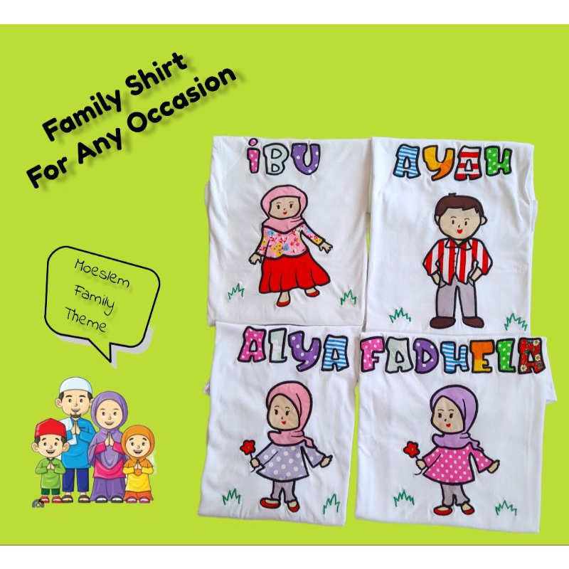 BAJU KAOS KELUARGA SERAGAM ULANG TAHUN CUSTOM BORDIR NAMA DAN GAMBAR BAHAN KATUN SIZE 0 SAMPAI XXXL