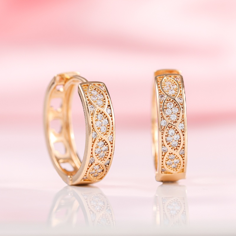 Anting Bentuk Kepingan Salju Warna Rose Gold Untuk Wanita