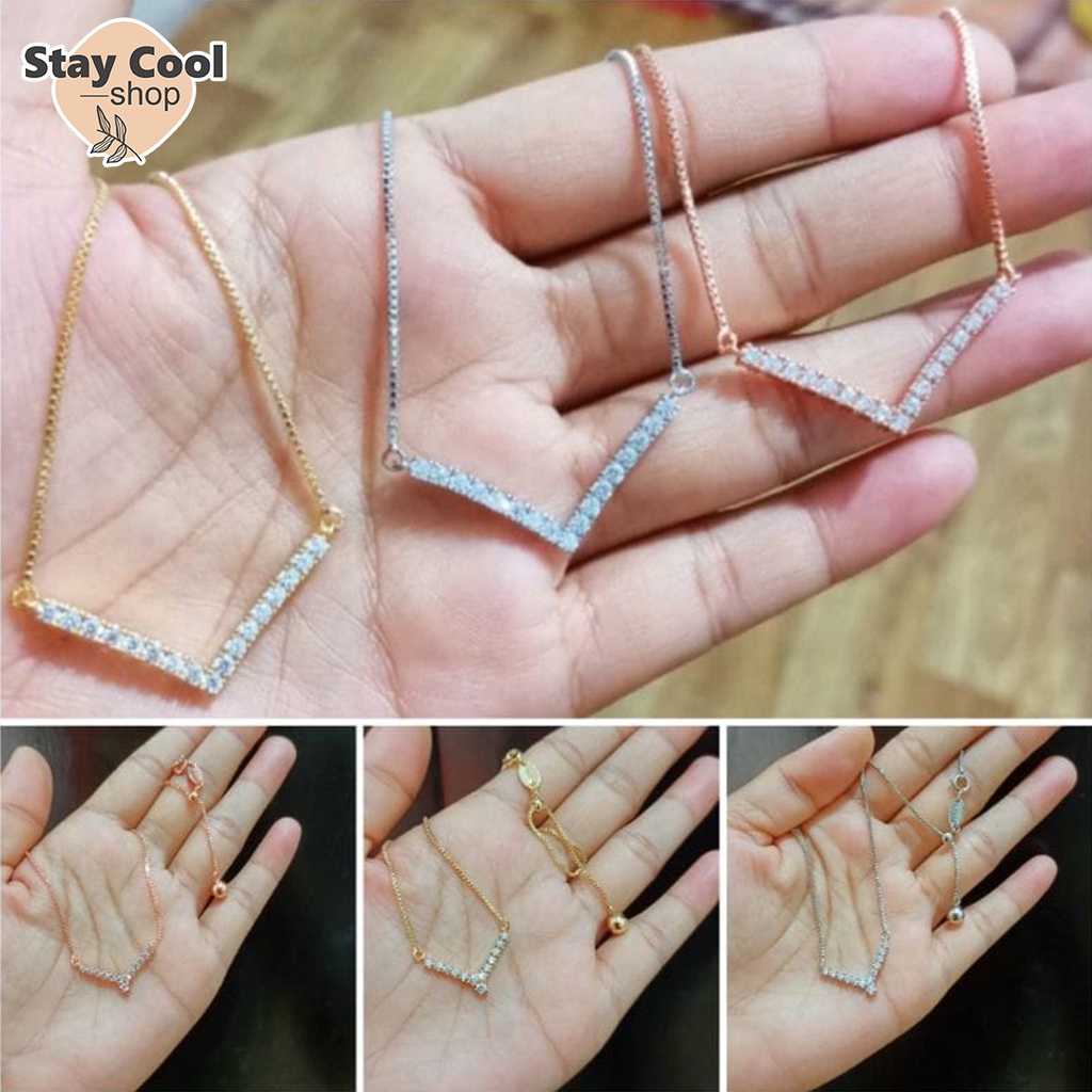 Kalung Viral Fuji / Kalung Wanita Bahan Titanium / Aksesoris Fashion Wanita Bahan Titanium