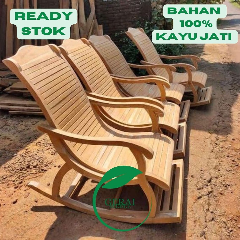 Kursi Goyang Santai Kayu Jati Model Minimalis, Kursi Malas Selonjoran