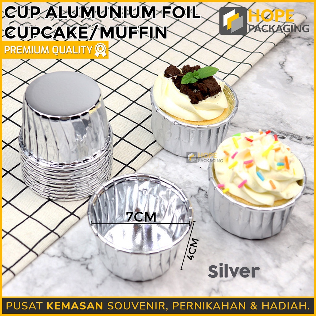 [ ISI 10 Pcs ] Cup Alumunium Foil Cupcake / Muffin Dessert / Paper Cup cake Muffin / Cup Tray