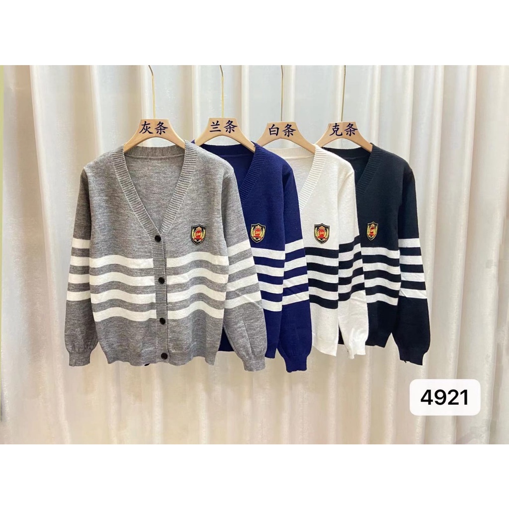 Ginny Cardigan Stripes Top Knit Import - Outer Korea - Atasan Rajut Wanita TM (4921)