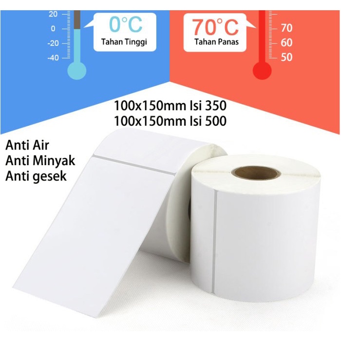 

Kertas Thermal Kertas Sticker Thermal/Label Barcode 100X150 Mm Isi 350/500