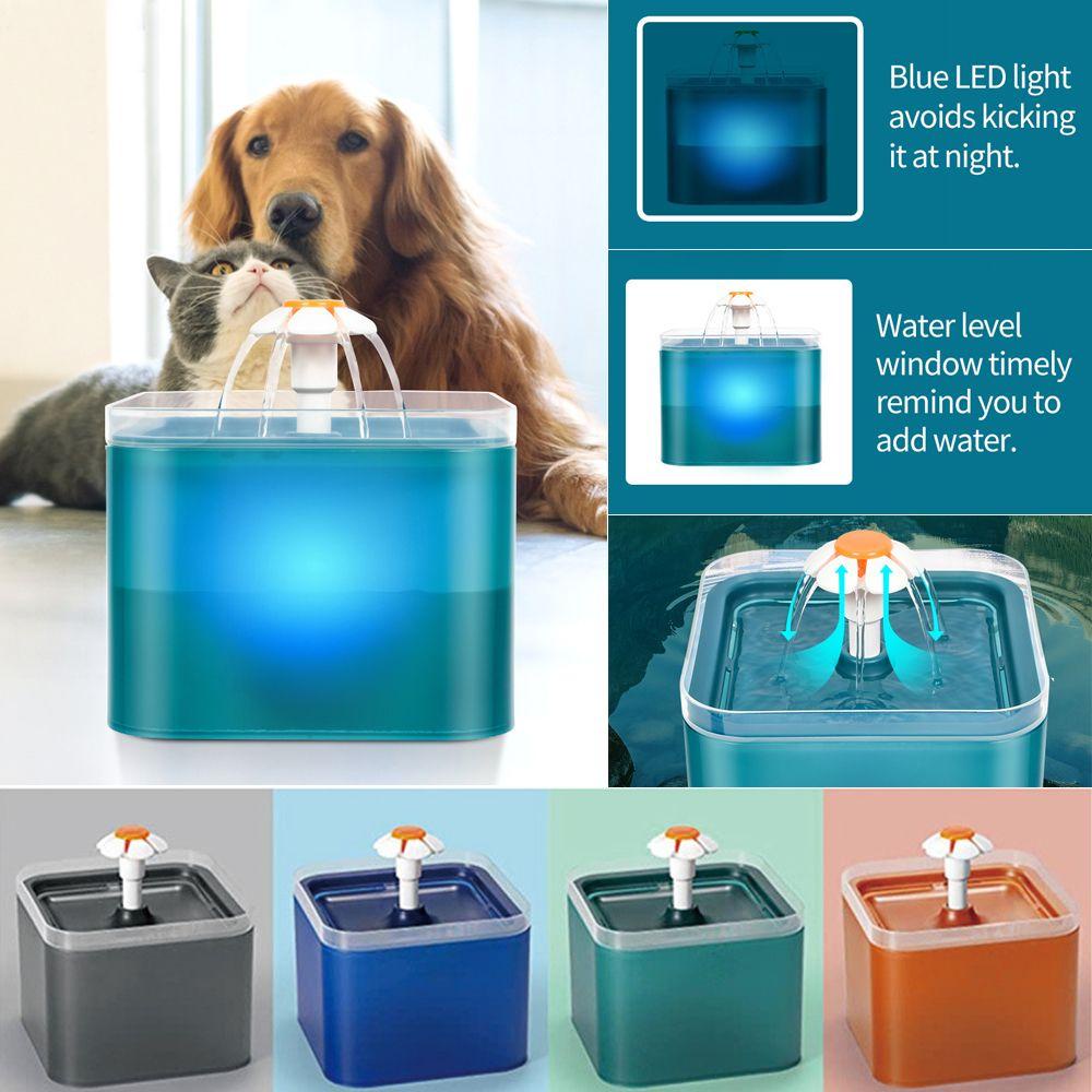 Solighter Pet Water Drinker Bisu Lepas Bermanfaat Dengan Lampu LED Smart Dispenser Air Peliharaan