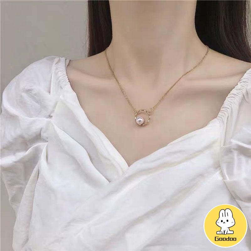 Kalung Mutiara Geometris Rantai Klavikula Sederhana Feminin -Doo