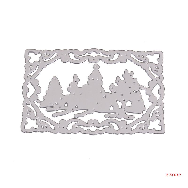 Cetakan Stensil Cutting Dies Motif Rumah Salju Natal Bahan Metal Untuk Scrapbook / Craft DIY