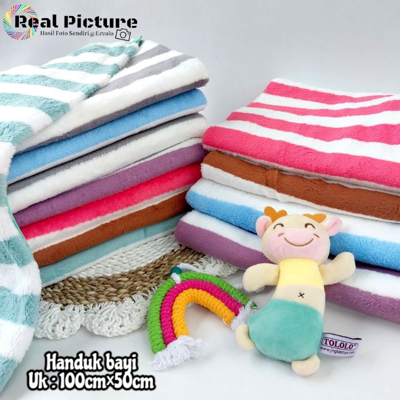 HB-05 Handuk bayi ukuran 100cm×50cm motif salur