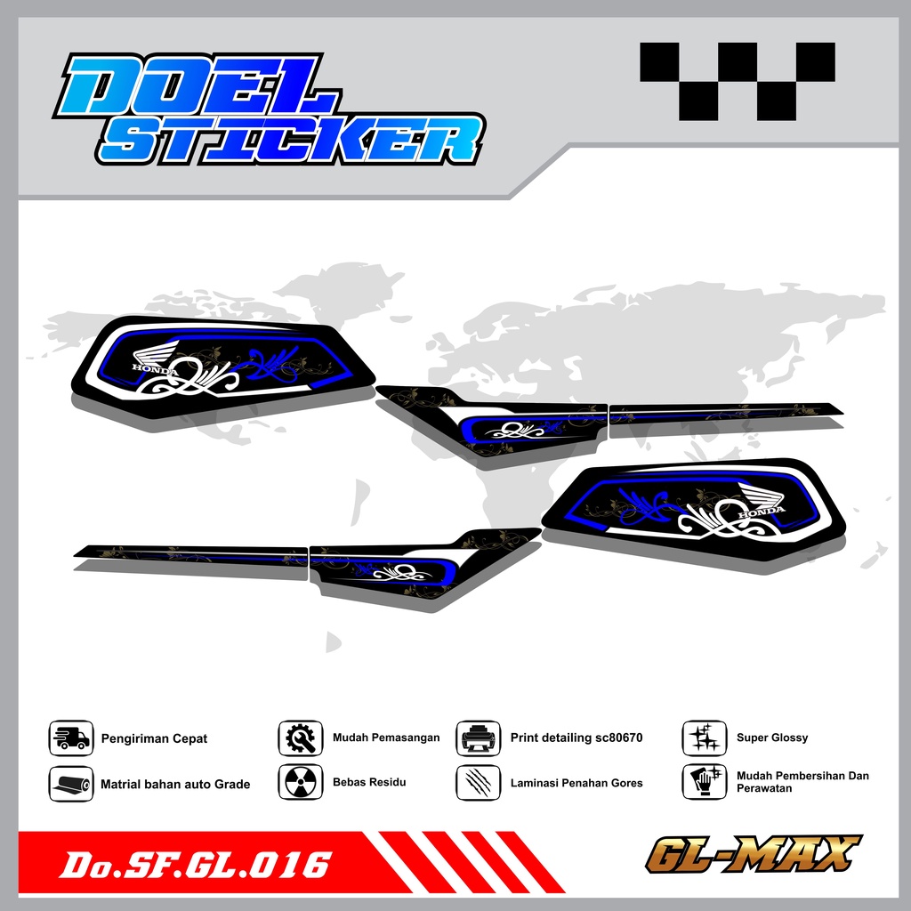 Sticker Striping GL PRO , MAX List Variasi Hologram pelangi,Crome Doel 016