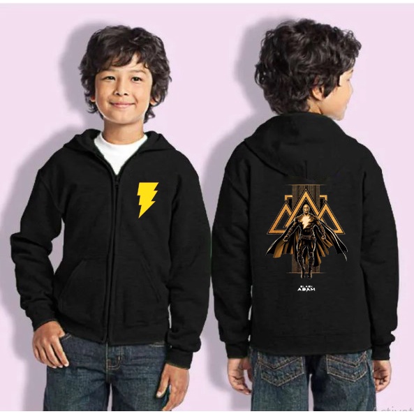 Jaket Hoodie Zipper Anak Karakter Murah Black Adam - Lilac , L