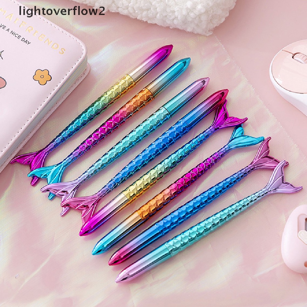 (lightoverflow2) Pulpen Gel 0.5mm Tinta Hitam Dengan Hiasan Ekor Mermaid Untuk Anak-Anak