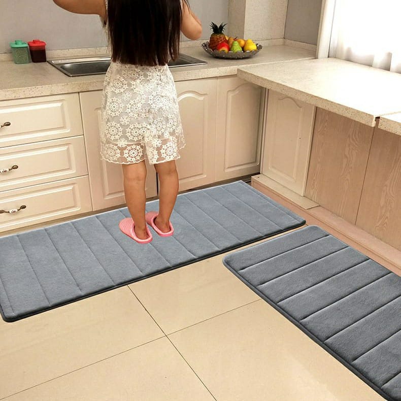Keset Kaki Panjang Anti Slip / Keset Dapur / Memory Foam / Keset Warna Polos 120x40cm