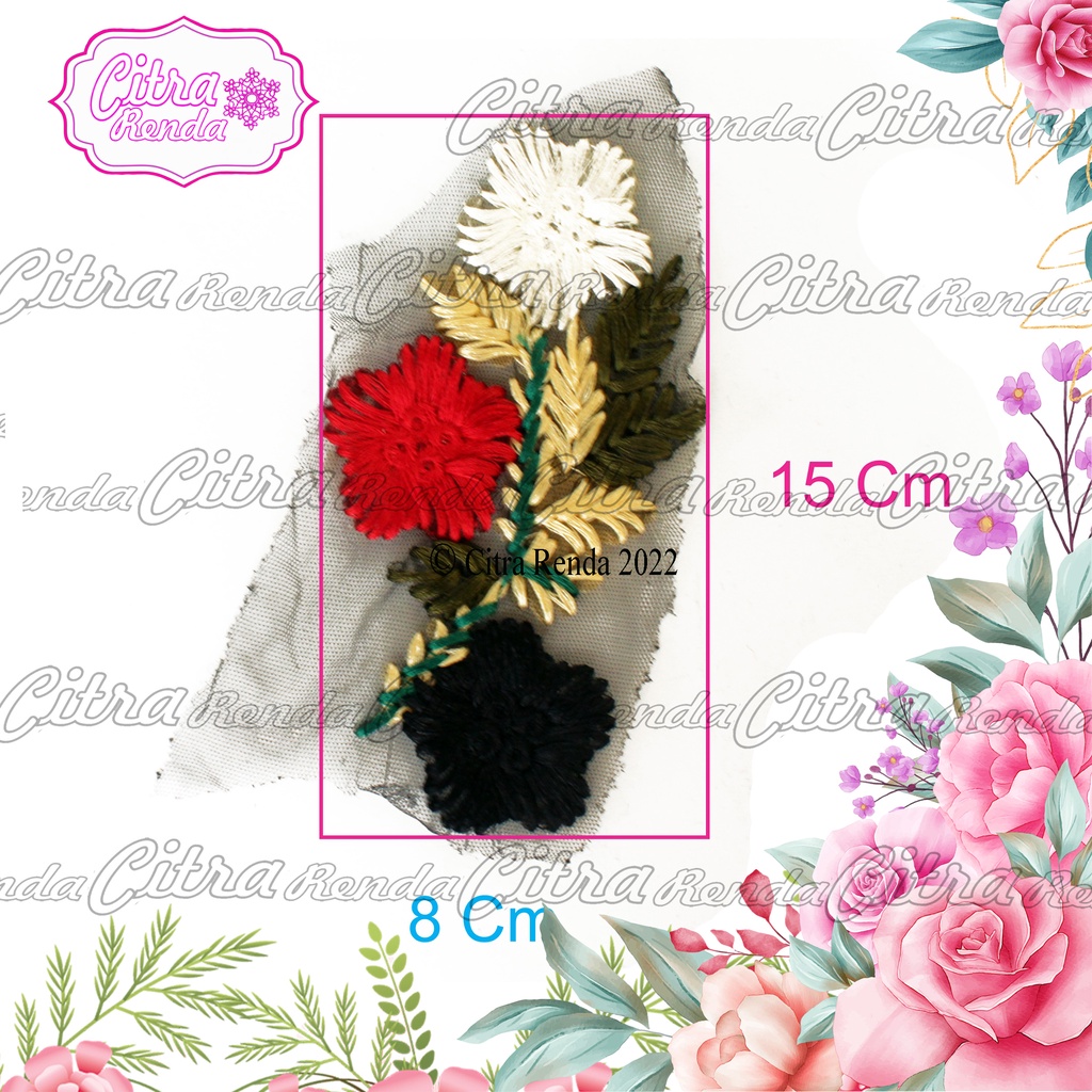 (Per Pcs) AP372 Aplikasi Tempel / Aplikasi Bunga / Hiasan Baju /   Aksesoris Bordir Rajut Cantik