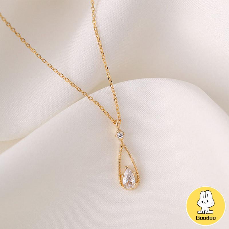 Fashion Indah Water Drop Zircon Kalung Wanita Sederhana Temperamen Rantai Klavikula -Doo