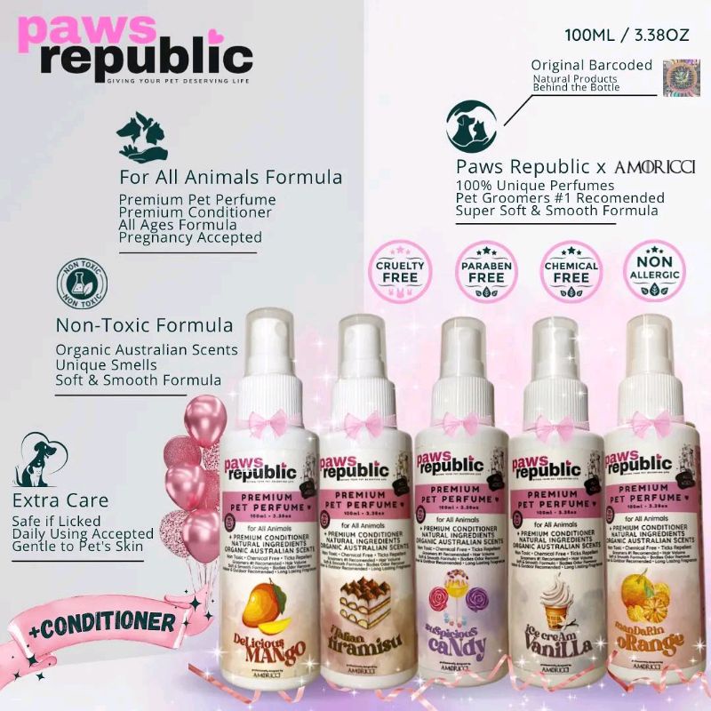 Paws Republic - Premium Pet Perfume Plus Conditioner For Pet Parfum Kondisioner Hewan Peliharaan Anj