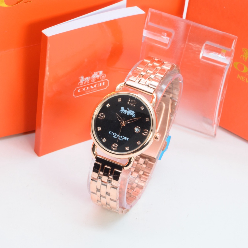 COD Jam Tangan Wanita Coach New York Rantai Body Bulat Free Kartu Garansi,Paperbag,Box Tanggal Aktif