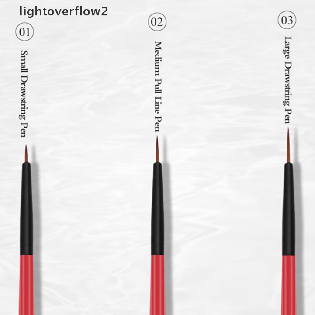 (lightoverflow2) 3pcs / Set Kuas Nail Art Akrilik Ukuran 5 / 7 / 11mm