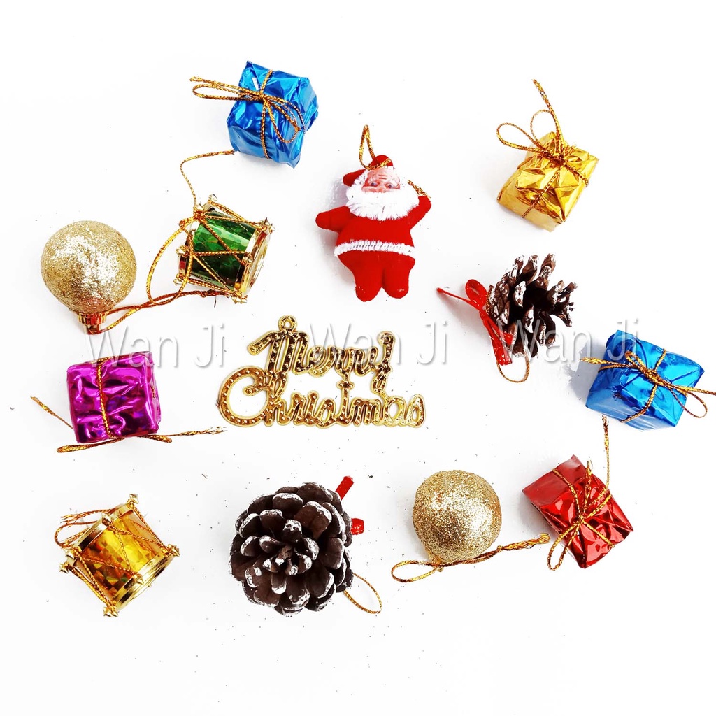 AP94 Hiasan Pohon Natal Mix Isi 13 | Aksesoris Christmas Gantungan