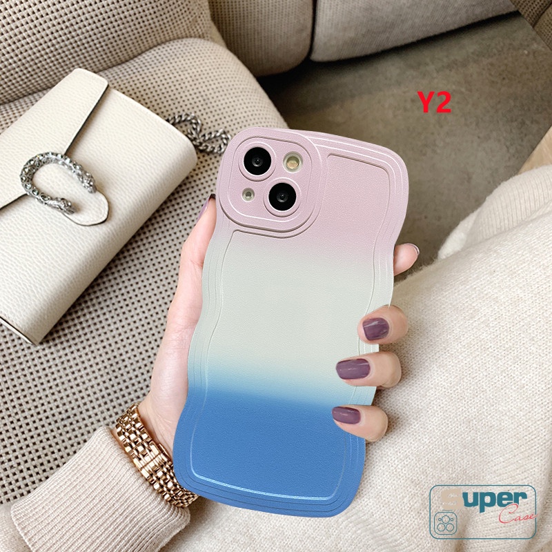 Case Oppo A17 A57 A15 A17K A77 A77s A12 A78 A54 A95 A55 A3s A16K A96 A1K A74 A76 A16 A15s Reno8T A7 A5s A16E A53 A9 A5 A16s A52 A33 A72 A35 Bingkai Bergelombang Gradasi Warna Warni Soft Cover