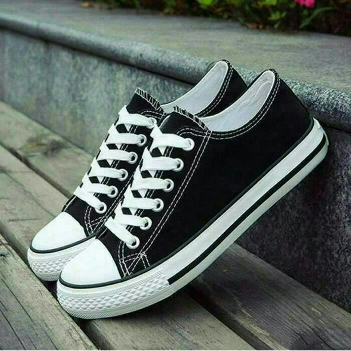 SEPATU SEKOLAH PRIA WANITA CONVERS1995 ALL STAR PENDEK FULL HITAM POLOS IMPORT SEPATU SEKOLAH TERLARIS