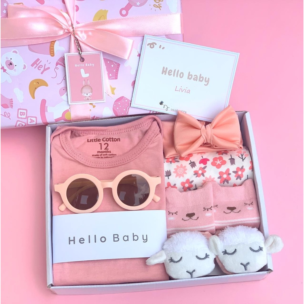 Hampers Bayi Hamper Baby Girl Boy Kado Hadiah Lahiran Perempuan Laki Laki Gift Set Newborn Babygift Perempuan Laki-Laki Parcel Box Kotak Premium Eksklusif Kertas Bungkus Kado Lillegifts Baju Jumper Topi Sepatu Kaos Kaki Bandana Slabber Bib