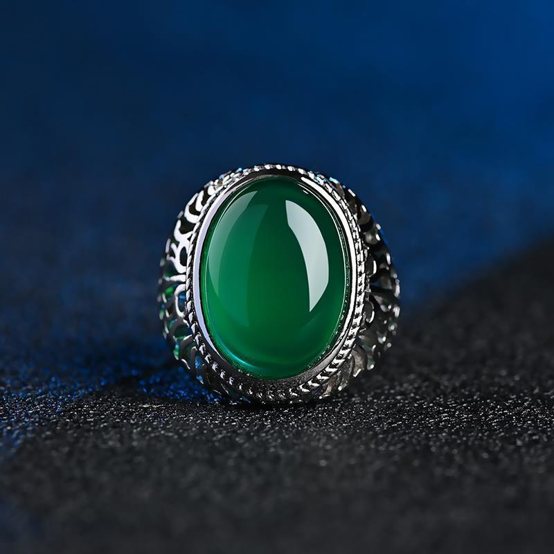 Cincin Model Terbuka adjustable Desain Chrysoprase Untuk Pria