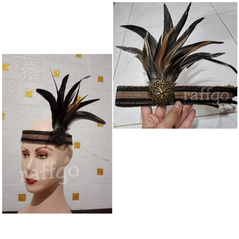 topi adat dayak papua bulu / topi tari bulu anak  / topi dayak / topi tari bulu dewasa