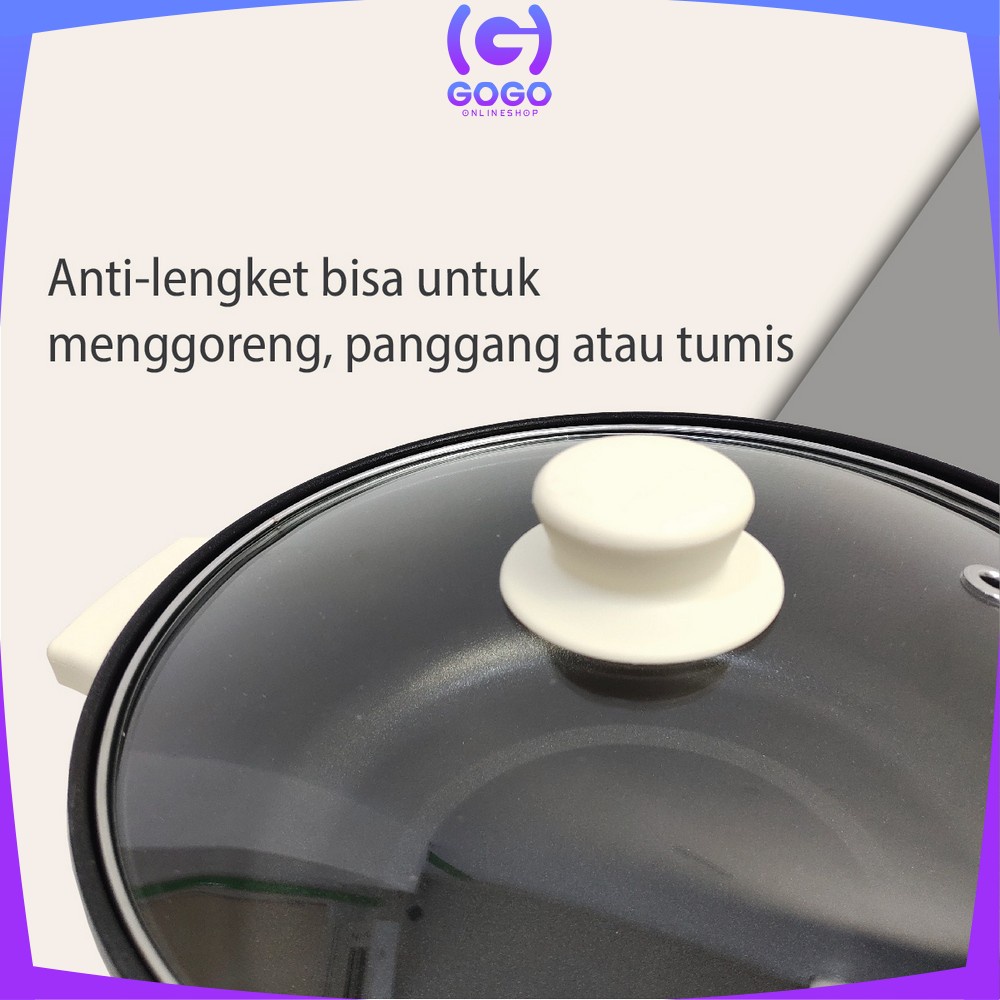 GOGO-C519 Panci Listrik Eletrik Portable Serbaguna / Pan Anti Lengket Kukusan Stainless / Electric Cooker Multifungsi