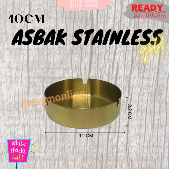 Asbak Stainless GOLD Cafe Tebal Bulat 10cm asbak besi polos 3 lubang