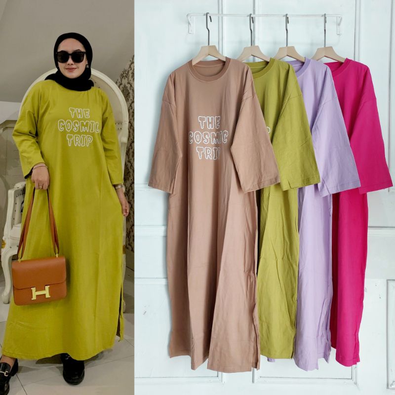 GAMIS WANITA KEKINIAN KAOS COMBED 20S XL GYL ZOLAQU // Gamis Combed LD 115 JUMBO