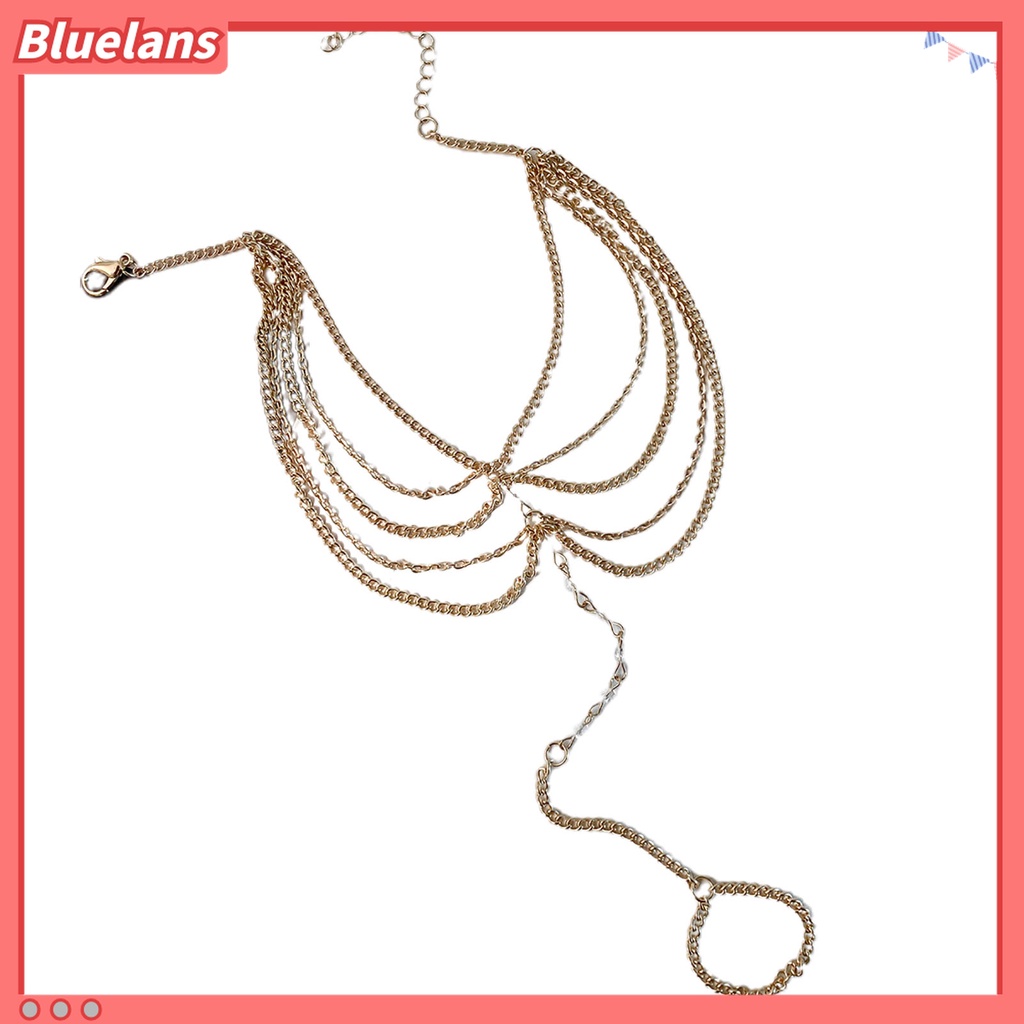 Set Cincin Kaki Rantai Rumbai Multilayer Aksen Kristal Tiruan Untuk Hadiah Ulang Tahun Wanita