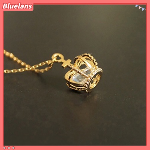 Bluelans Kalung Rantai Dengan Liontin Mahkota Aksen Kubik Zirkonia Untuk Wanita