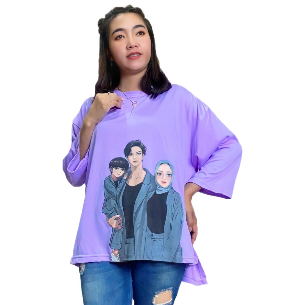 ATASAN OVERSIZE PENGUIN VIRAL KAOS JUMBO WANITA HIJAB FRIENDLY BASIC