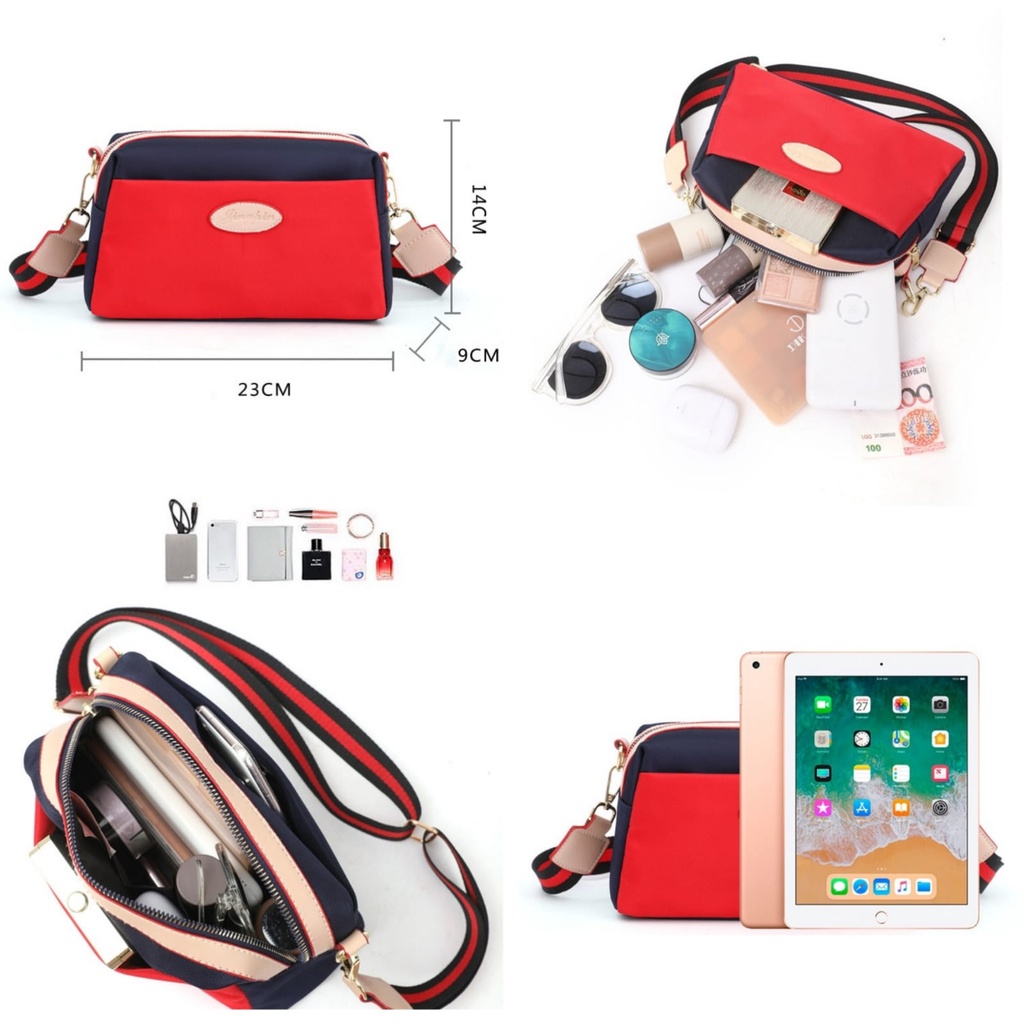 TAS SELEMPANG WANITA JINGPIN IMPORT ANTI AIR MERAH RENUMI TA665R1 PREMIUM FASHION SLING BAG KECIL CEWEK KOREA REMAJA KEKINIAN BRANDED BATAM SIMPLE CASUAL