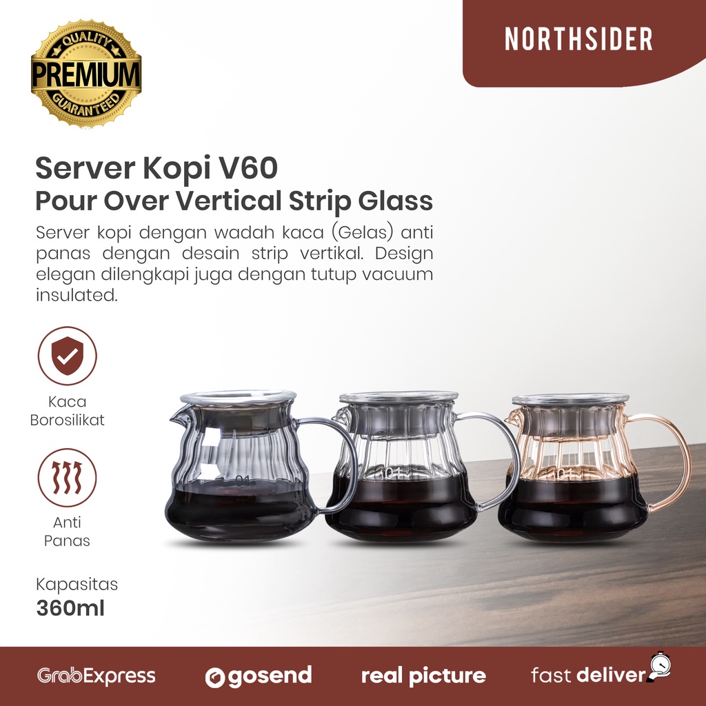 V60 COFFEE SERVER KOPI POUR OVER NORDIC VERTICAL STRIP