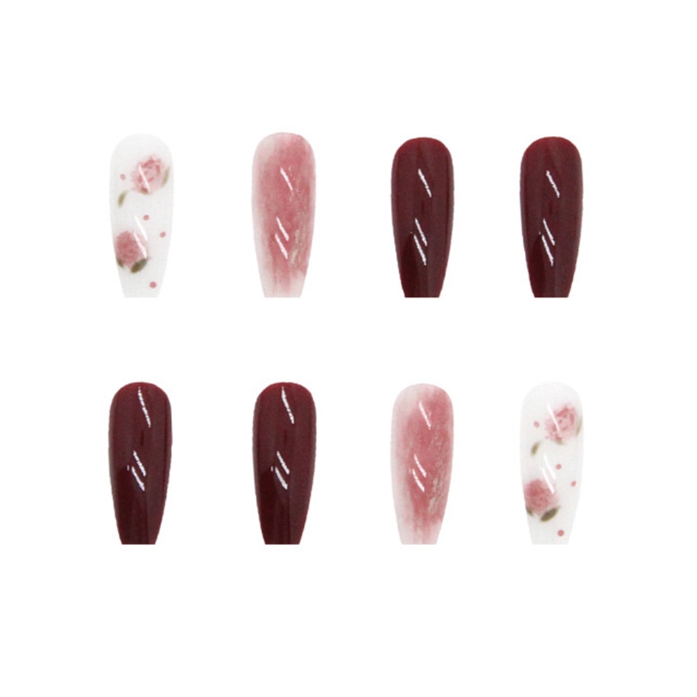 R588 24pcs Kuku Palsu Kuku Palsu Buatan Matte French Nail