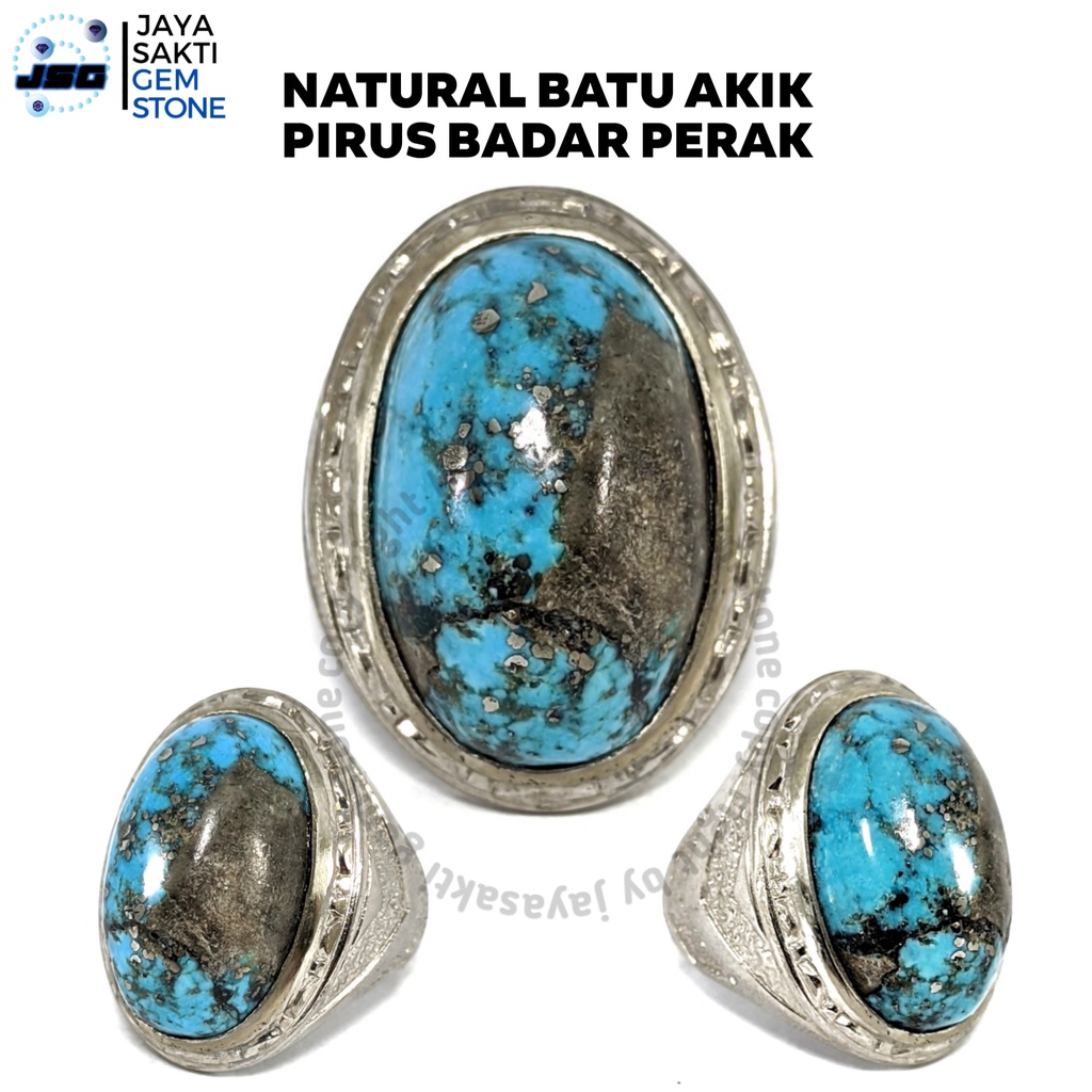 Natural Batu Akik Pirus Badar Perak Original PBP05