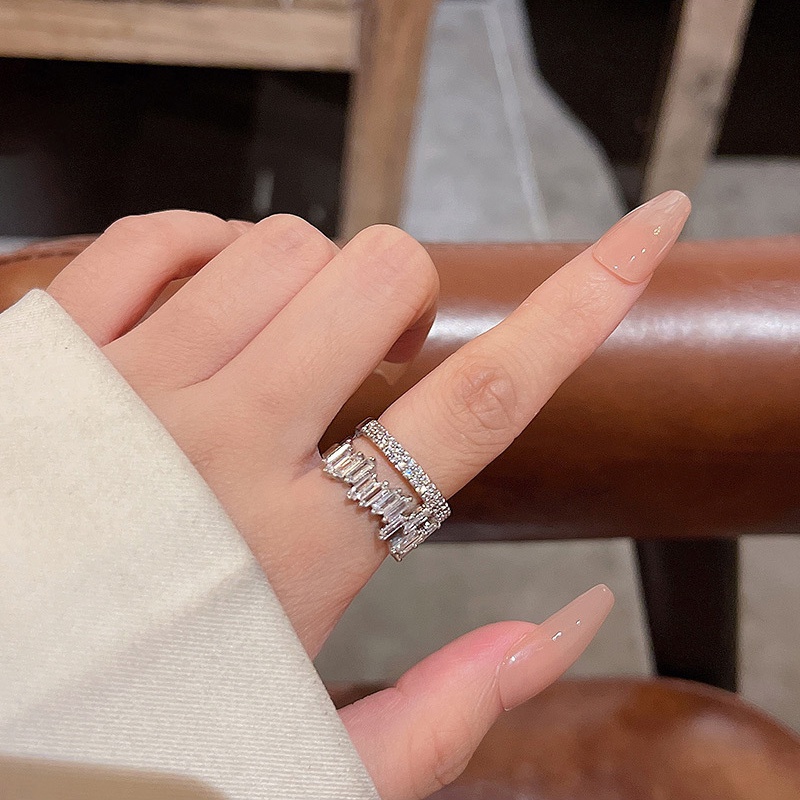 Cincin Jari Telunjuk Model Lapis Ganda Bahan Zirkon Dapat Disesuaikan