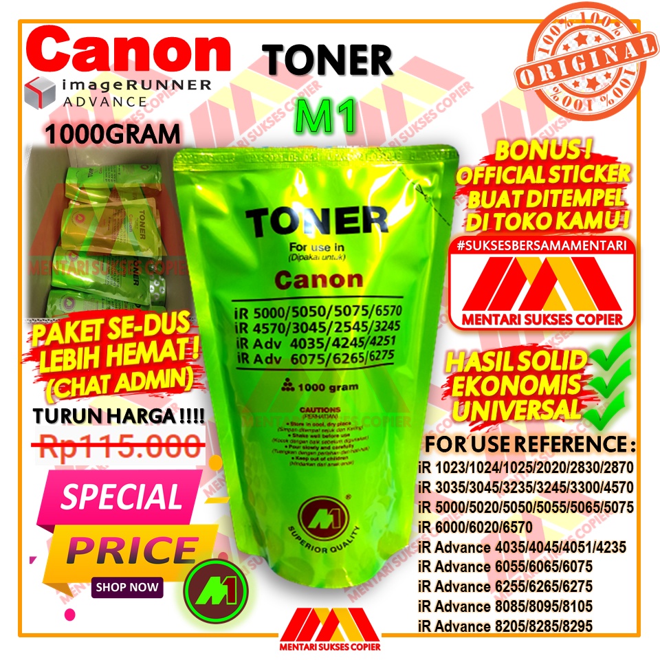 TONER CANON M1 GREEN TINTA MESIN FOTOCOPY IR 5000 6000 3045 2000 4570 5075 1024 2525 TERBAIK