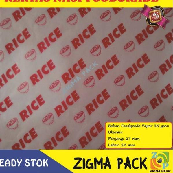 

⇻ Kertas Nasi Printing 22x27 | Foodgrade | KFC | Paper Wrap | Burger | Kebab | laminasi | Zigma Pack ド