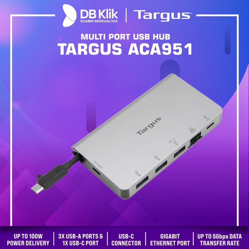 Multi Port USB Hub Targus ACA951 USB-C to 3xUSB-A 1xUSB-C PD 100W RJ45