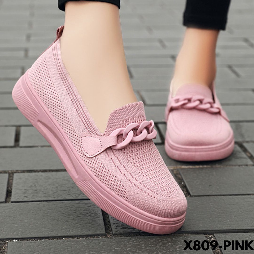 SNEAKERS WANITA MODEL SEPATU ANTI RIBET PRAKTIS WASY WEAR BAHAN FLYKNIT IMPORT 809