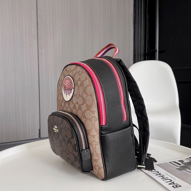 Coach Mini Backpack Ole Christmas Limited Edition Ladies Medium Multicolor Leather Zipper (C6920)