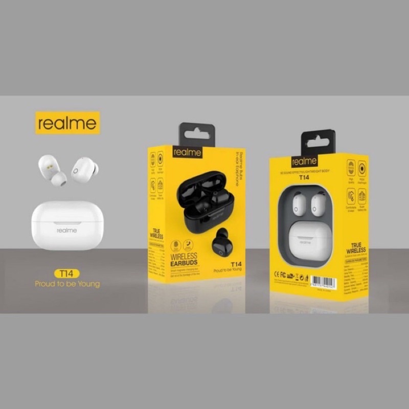 Headset Bluetooth 5.0 Realme T14 Wireless Earbuds Realme T14