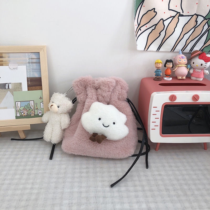 ♗Sera Net Merah Lucu Mewah Kecil Tas Wanita Messenger Tas Trendi Musim Gugur dan Musim Dingin Baru Gadis Jepang Lembut Gadis Tas Bahu Wanita