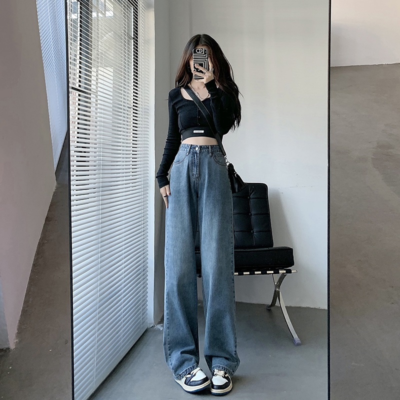 Highwaist Kulot Celana Jeans Wanita Loose Fashion Korean