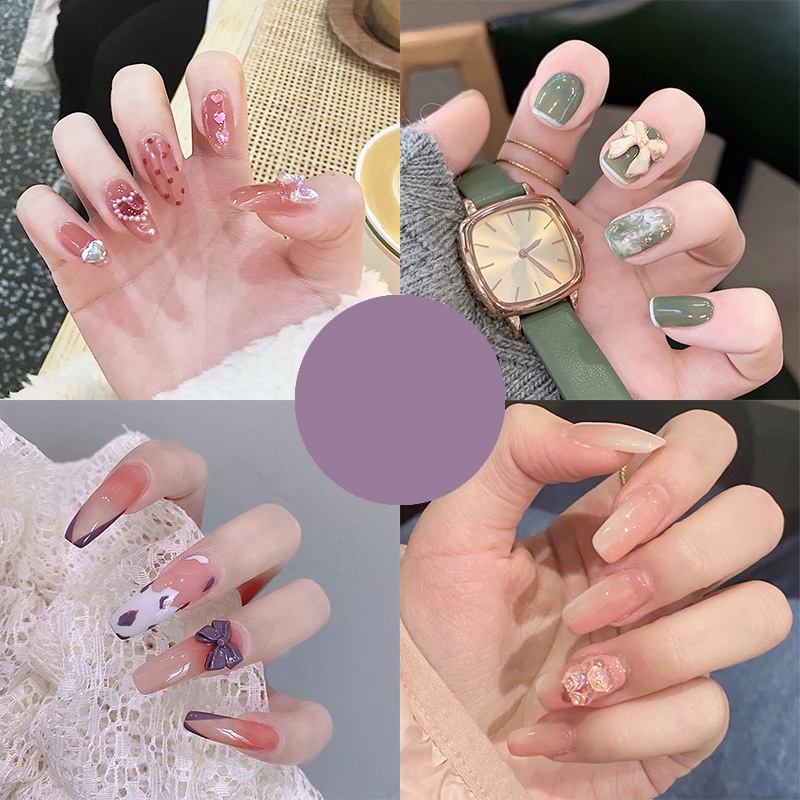 24pcs / Set Kuku Palsu Extension Panjang Dengan Desain Untuk Nail Art