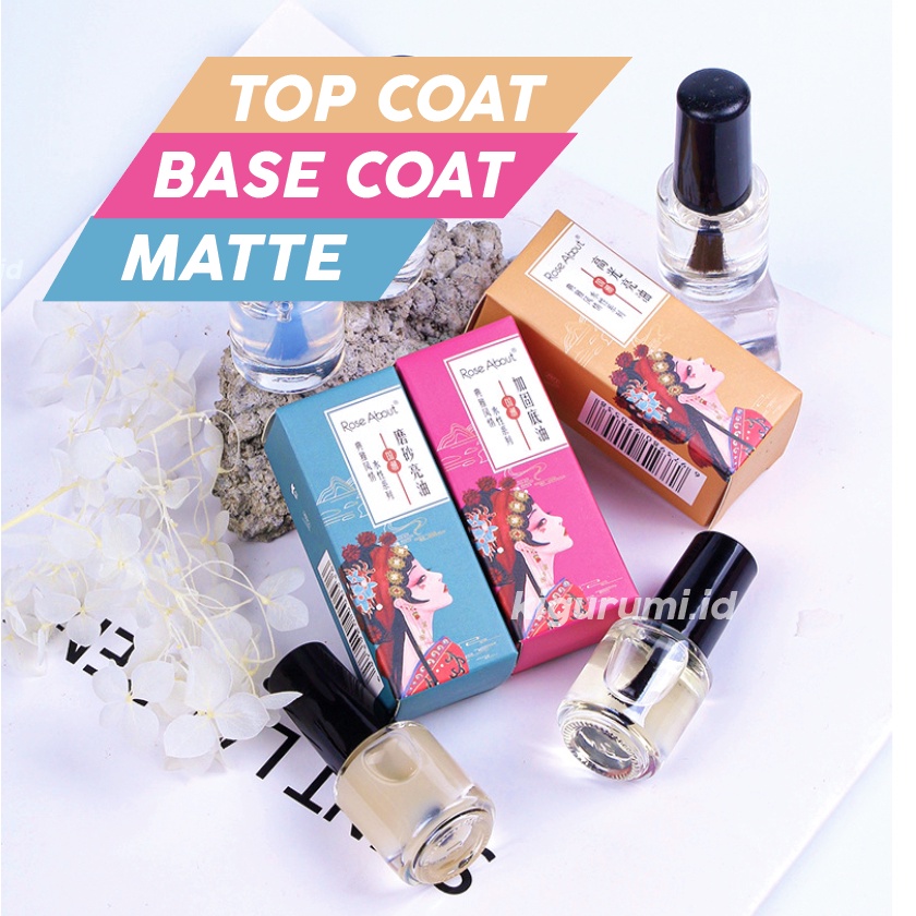 ROSE ABOUT Top Base Coat Matte Perawatan Kuku 5 ml KU047